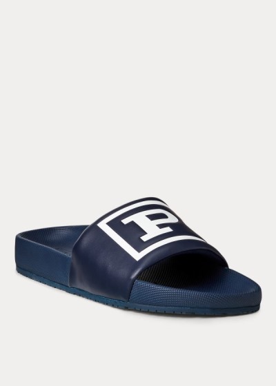 Sandalias Polo Ralph Lauren Hombre Azul Marino / Blancos - Cayson Polo Slide - DJGPE2487